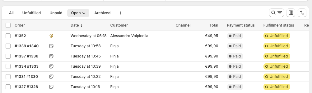 Shopify Orders Dashboard