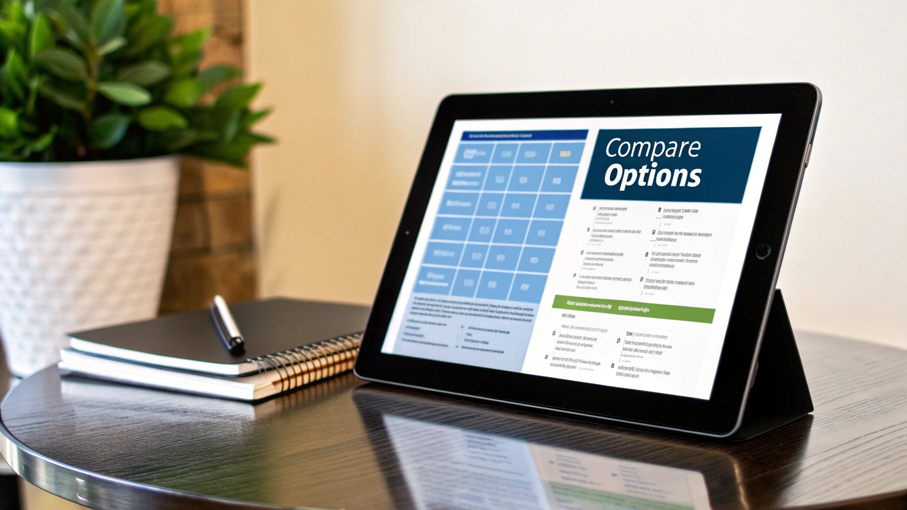 Tablet comparing options for choosing the best fraud detection software for your Shopify store