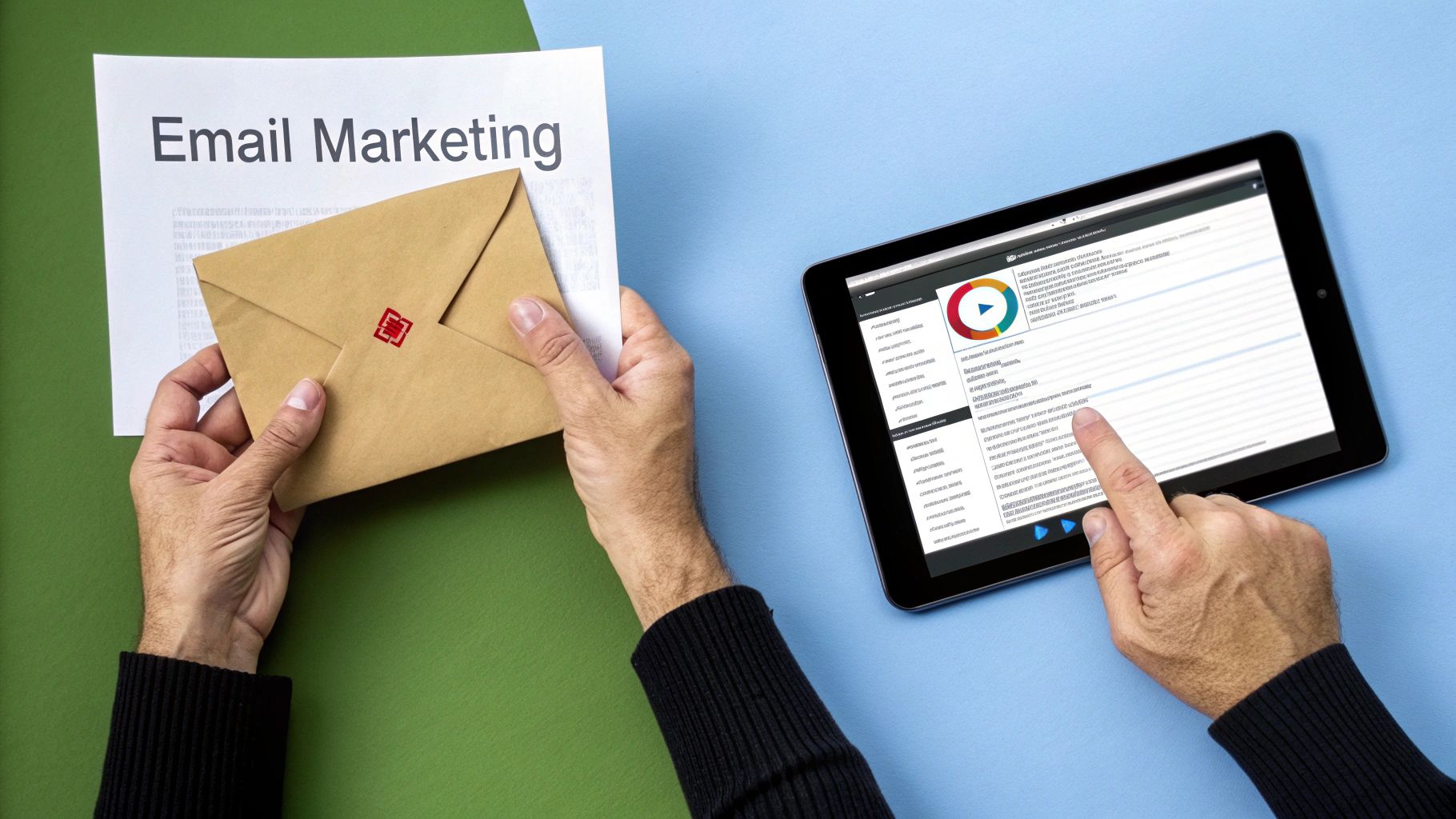 Envelope and tablet showing an email marketing campaign, a proven way to promote your business