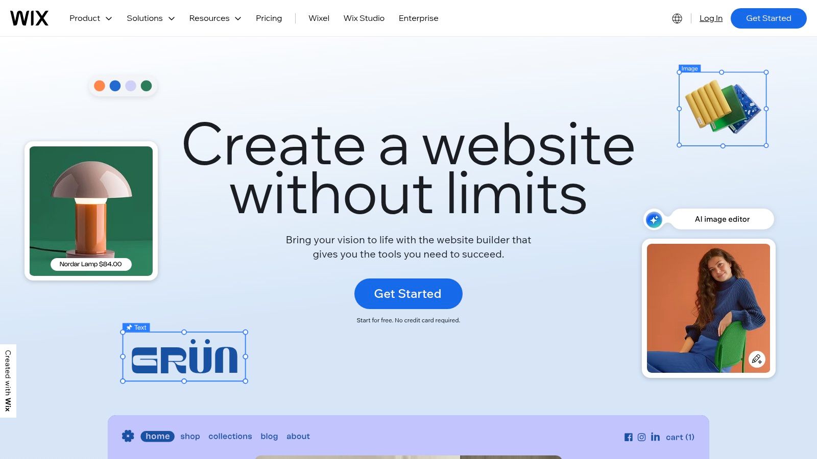 Wix website builder homepage, an example platform behind many of the best business websites