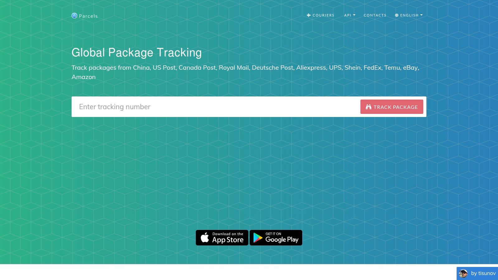 Parcels website homepage for free global package tracking without creating an account