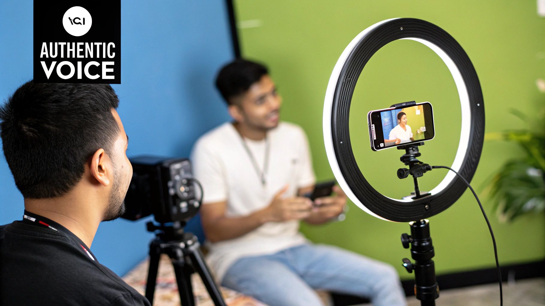 Filming an authentic influencer video, one of the best advertising ideas for small business owners