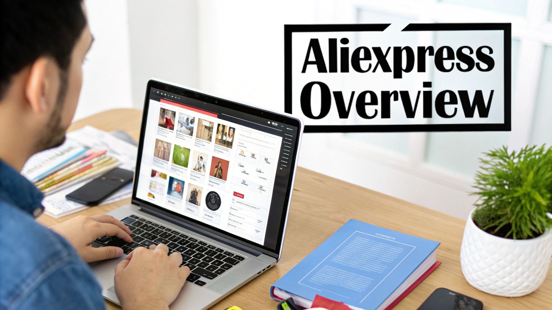 Shopify dropshipper reviewing an AliExpress store overview on a laptop