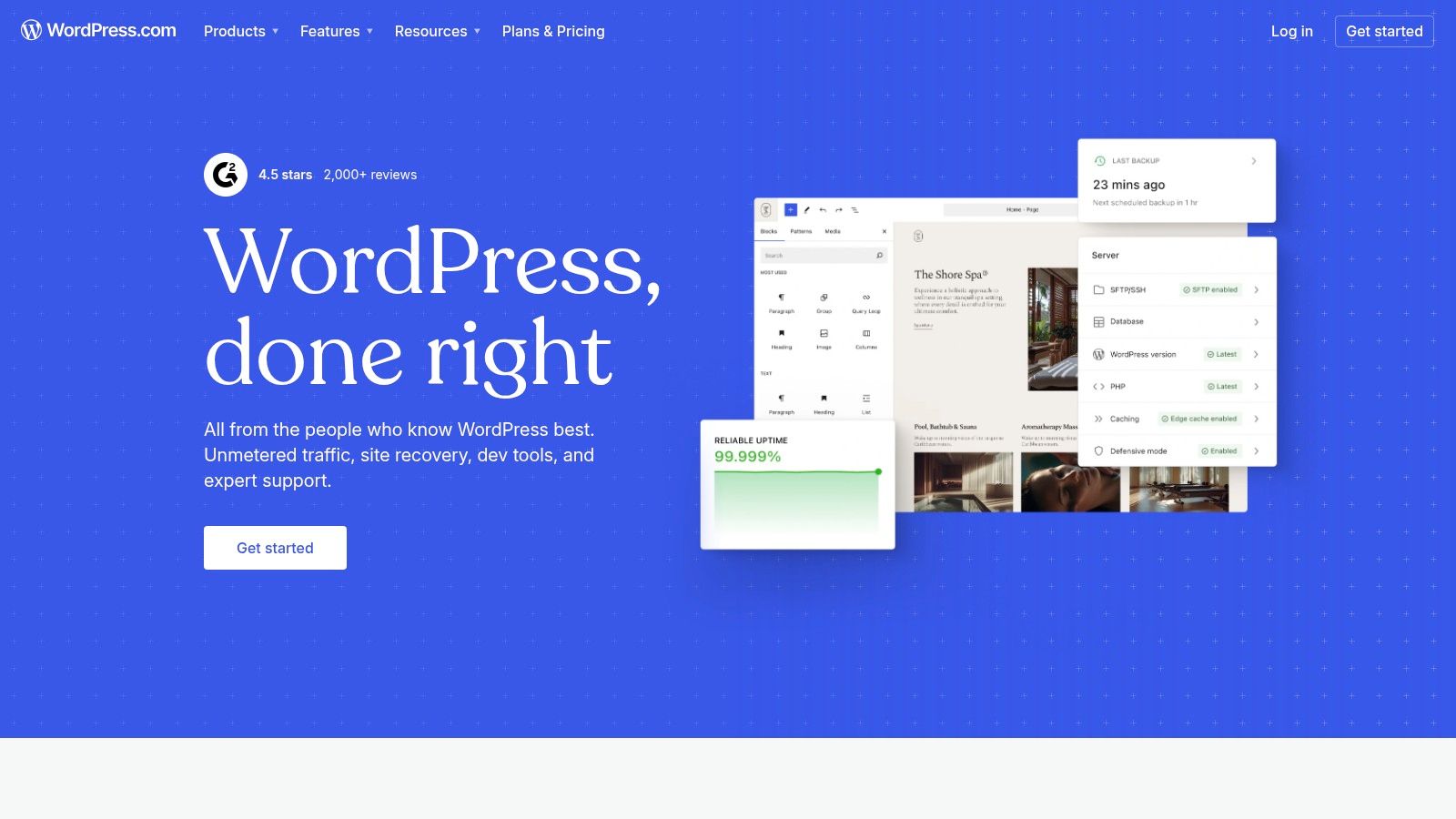 WordPress.com homepage advertising managed WordPress hosting and site management tools