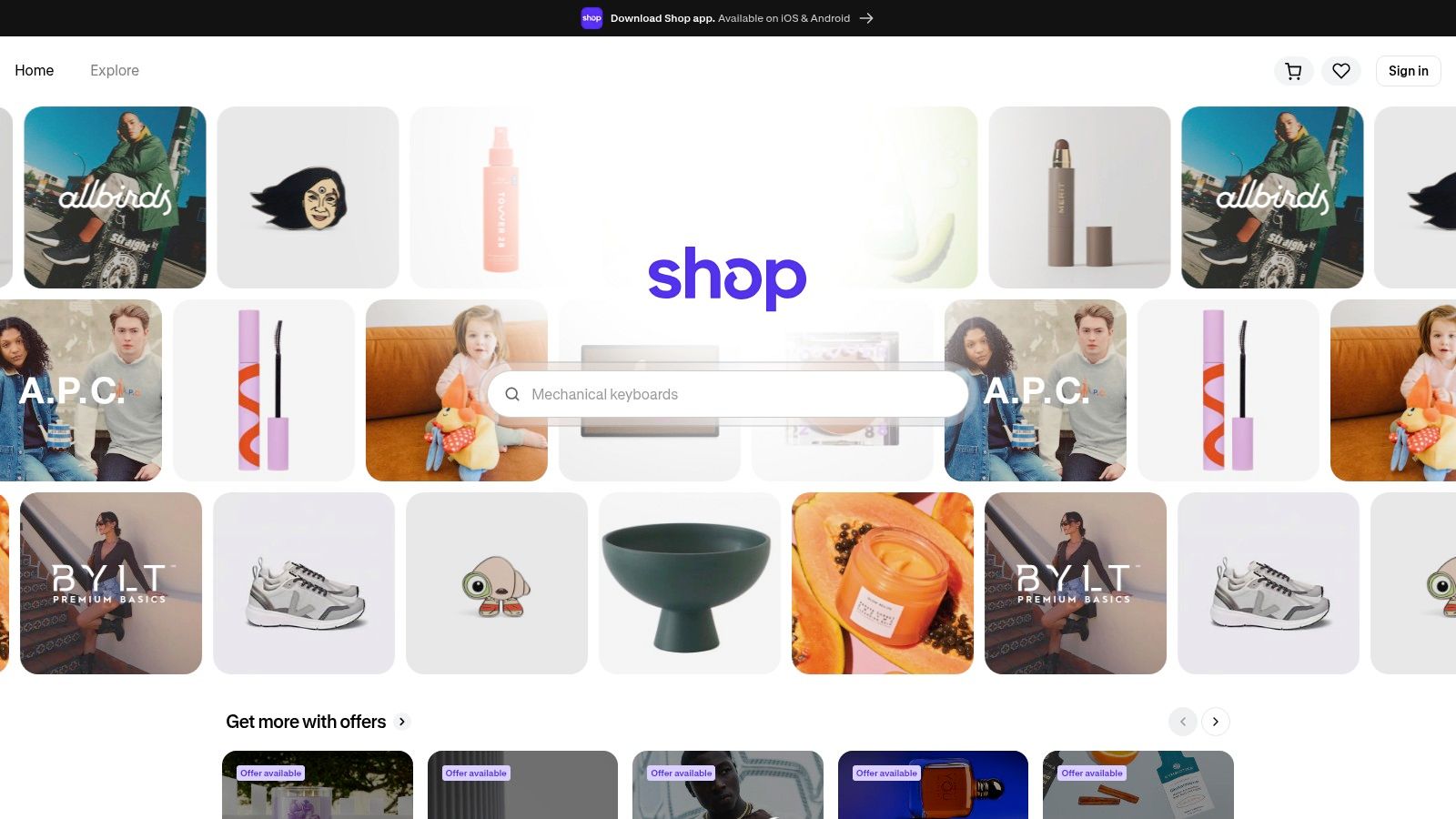Shop app homepage feed, the consumer app many shoppers use to track Shopify orders