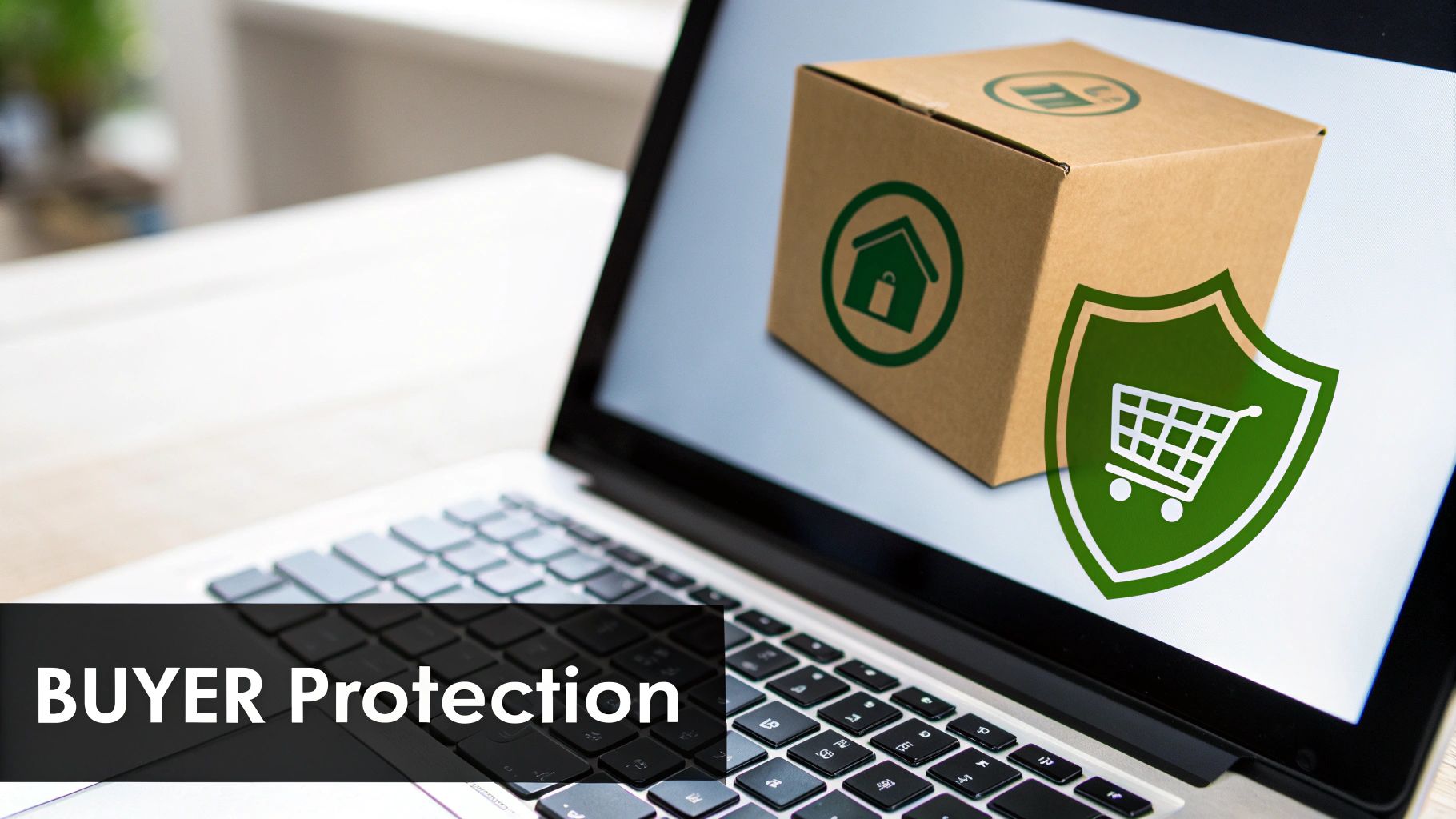 AliExpress buyer protection icons showing escrow payment and secure package delivery